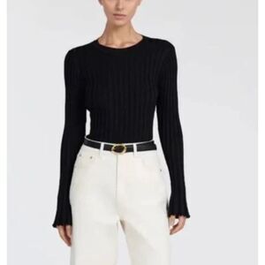 DISSH Ada Ribbed Knit Top Black Medium